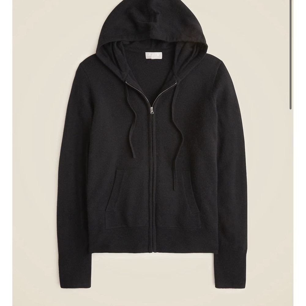 J.Crew Cashmere Black Hoodie Excellent Full Zip Relaxed BJ611